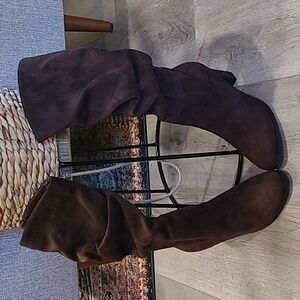 Brown Suede Boots Tall Platform New 9 Velvet